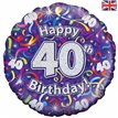 18IN 40TH B/DAY STREAMERS HOLO FOIL