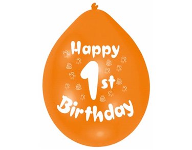 (10) 22CM 1ST B/DAY BALLOONS  6S