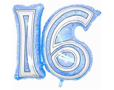 28IN 16TH BLUE FOIL BALLOON