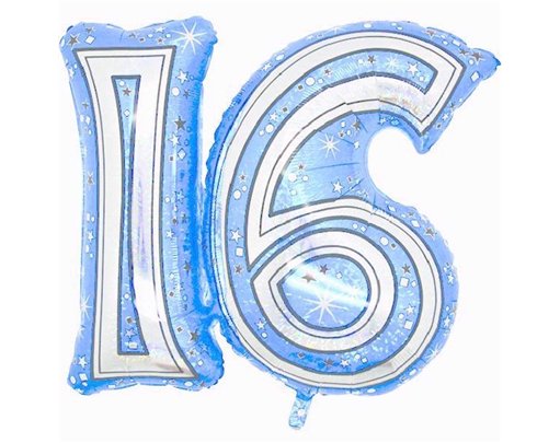 28IN 16TH BLUE FOIL BALLOON