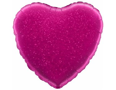 FUCHSIA HOLOGRAPHIC HEART 18IN FOIL