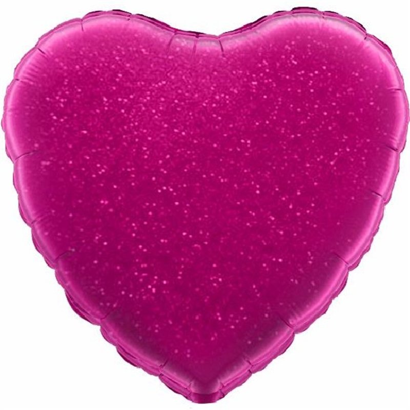FUCHSIA HOLOGRAPHIC HEART 18IN FOIL