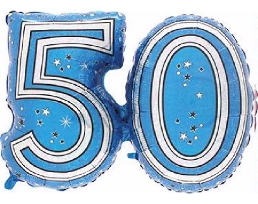 28IN 50TH BLUE FOIL BALLOON