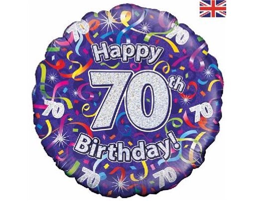 18IN 70TH B/DAY STREAMERS HOLO FOIL