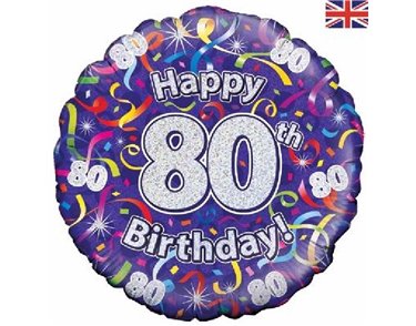 18IN 80TH B/DAY STREAMERS HOLO FOIL