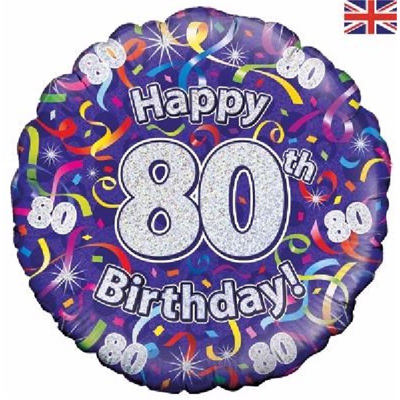 18IN 80TH B/DAY STREAMERS HOLO FOIL