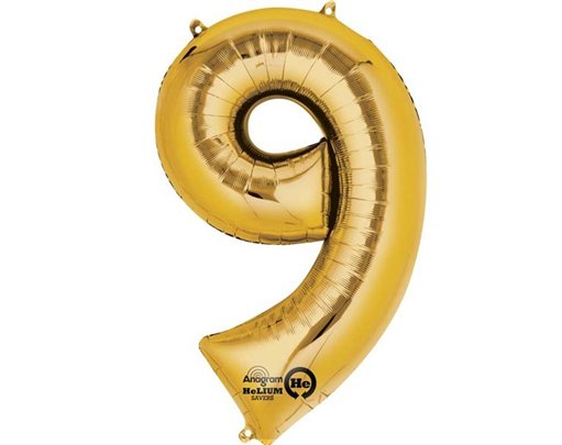 GOLD NO. 9 SUPERSHAPE FOIL BALLOON
