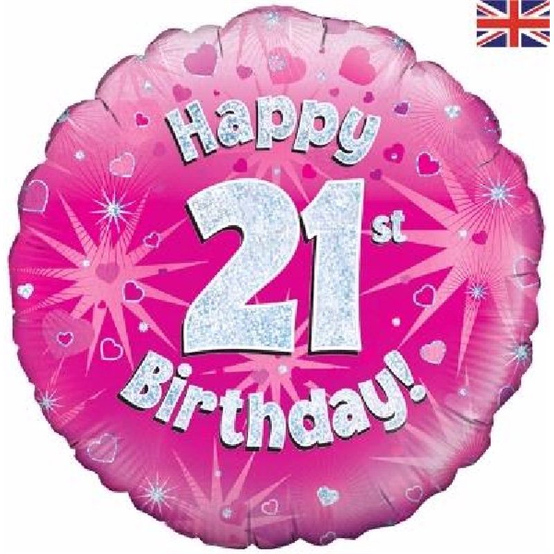 18IN 21ST B/DAY PINK HOLO FOIL