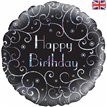 18IN B/DAY BLACK SWIRLS FOIL