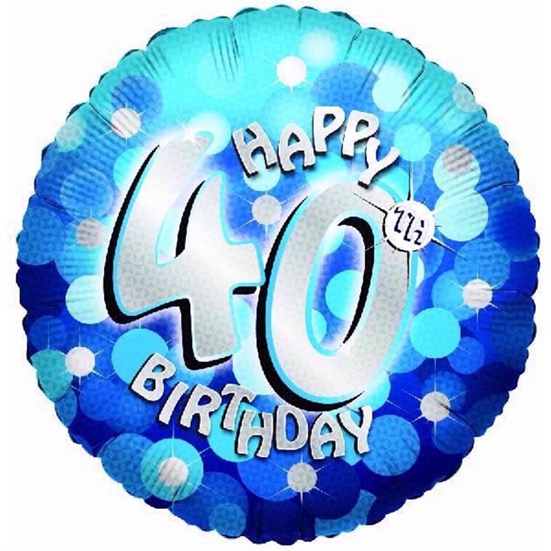 18IN SPARKLE BLUE 40TH FOIL BALLOON