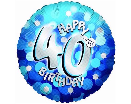 18IN SPARKLE BLUE 40TH FOIL BALLOON