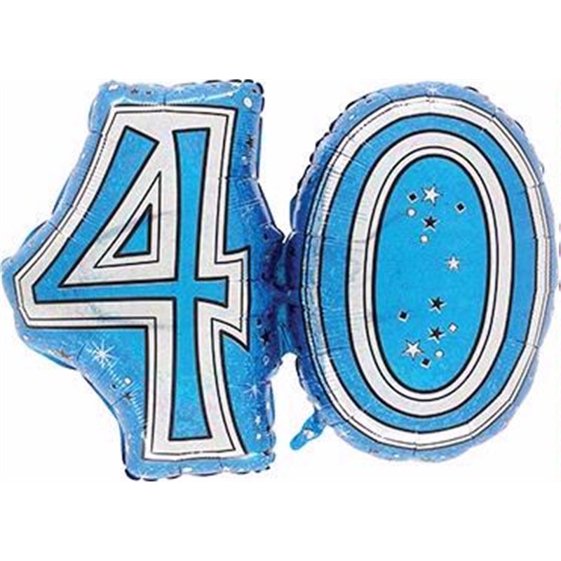 28IN 40TH BLUE FOIL BALLOON