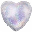 SILVER HOLOGRAPHIC HEART 18IN FOIL