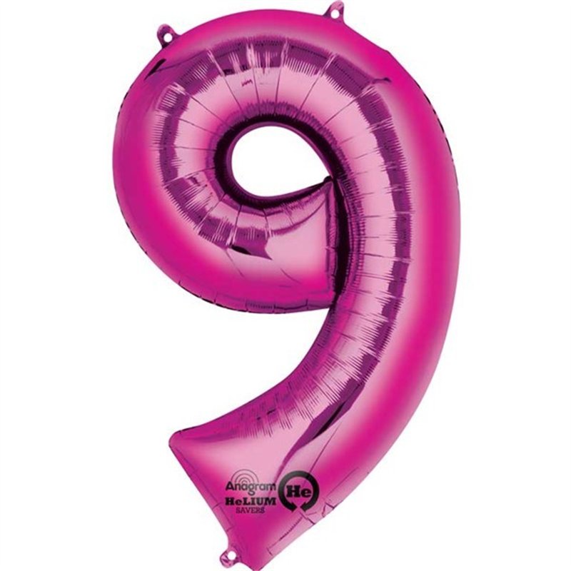 PINK NUMERAL 9 JUMBO FOIL BALLOON