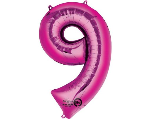 PINK NUMERAL 9 JUMBO FOIL BALLOON