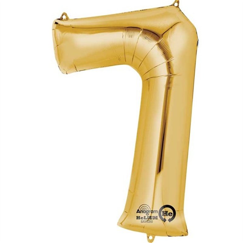 GOLD NO. 7 SUPERSHAPE FOIL BALLOON