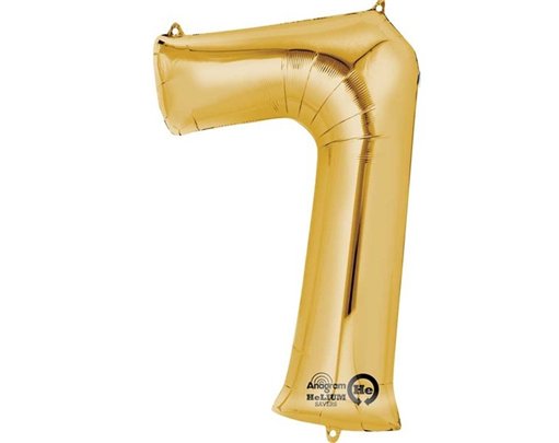 GOLD NO. 7 SUPERSHAPE FOIL BALLOON