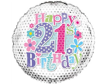 18in 21ST B/DAY FOIL BALLOON