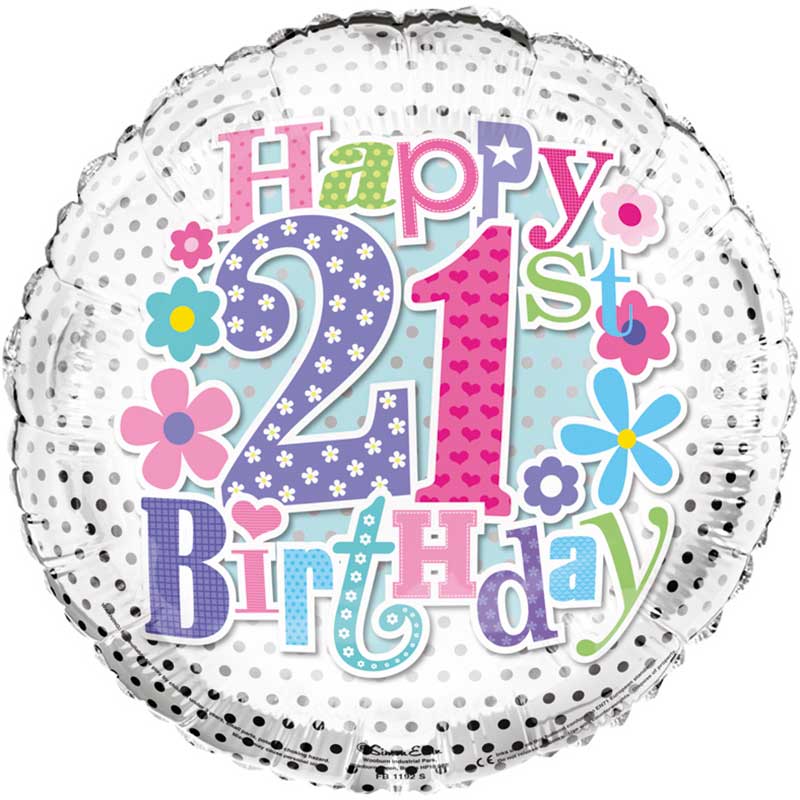 18in 21ST B/DAY FOIL BALLOON