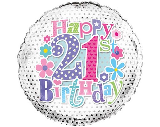 18in 21ST B/DAY FOIL BALLOON