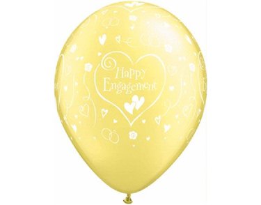 (50) 11in ENGAGEMENT HEARTS DIAMOND CLEAR QUALATEX