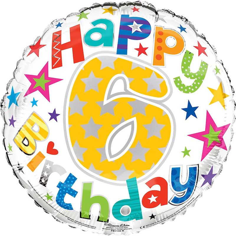 18IN AGE 6 UNISEX FOIL BALLOON