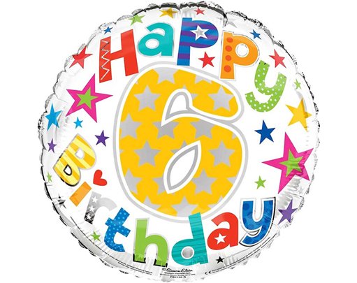 18IN AGE 6 UNISEX FOIL BALLOON