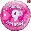 18IN HAPPY 9TH B/DAY PINK FOIL