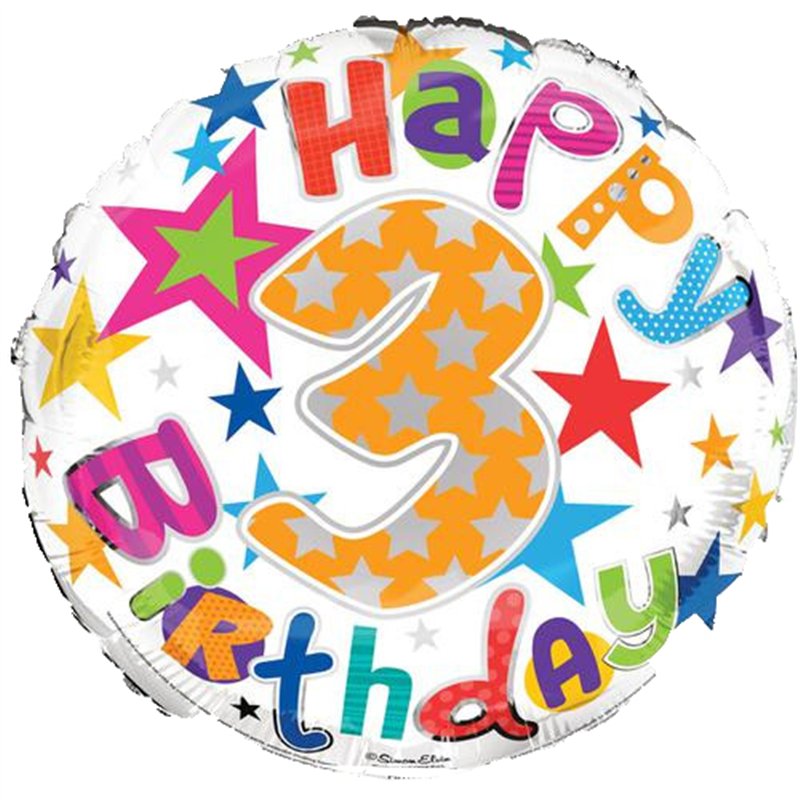 18IN AGE 3 UNISEX FOIL BALLOON