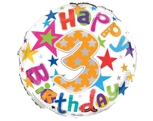 18IN AGE 3 UNISEX FOIL BALLOON