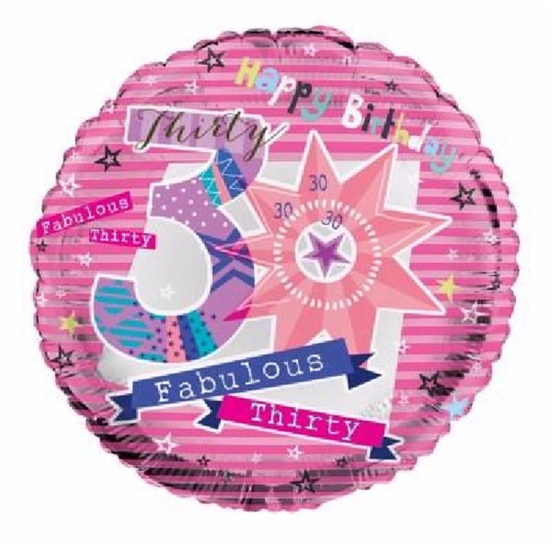 18IN 30TH B/DAY FOIL BALLOON