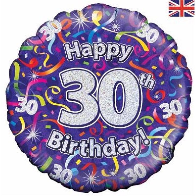 18IN 30TH B/DAY STREAMERS HOLO FOIL
