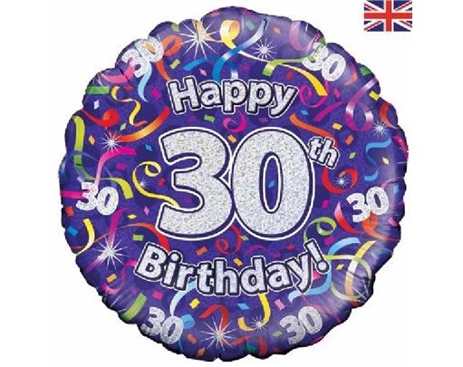 18IN 30TH B/DAY STREAMERS HOLO FOIL