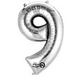 SILVER NO. 9 SUPERSHAPE FOIL BALLOON
