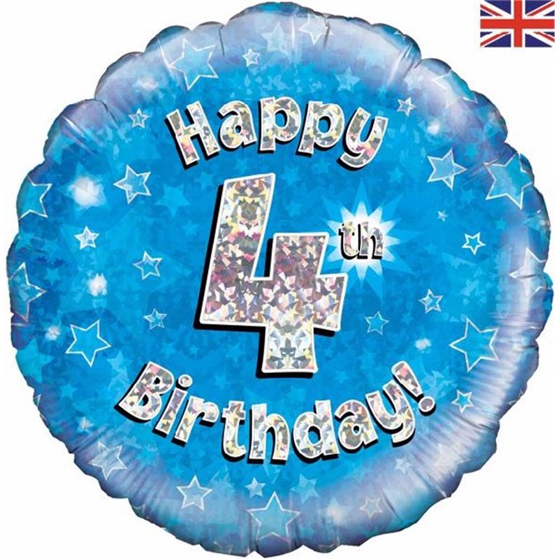 18IN HAPPY 4TH B/DAY BLUE FOIL