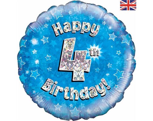 18IN HAPPY 4TH B/DAY BLUE FOIL