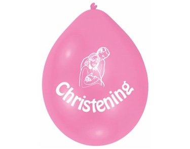 (10) 22CM PINK CHRISTENING BALLOONS  6S
