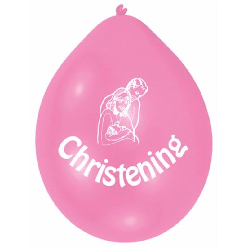 (10) 22CM PINK CHRISTENING BALLOONS  6S