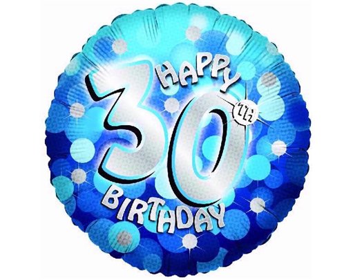 18IN SPARKLE BLUE 30TH FOIL BALLOON