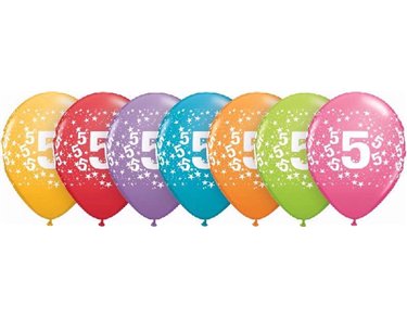(25) 11IN ASST 5TH BIRTHDAY QUALATEX