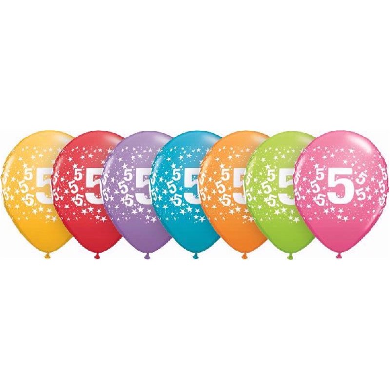 (25) 11IN ASST 5TH BIRTHDAY QUALATEX