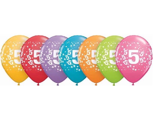 (25) 11IN ASST 5TH BIRTHDAY QUALATEX