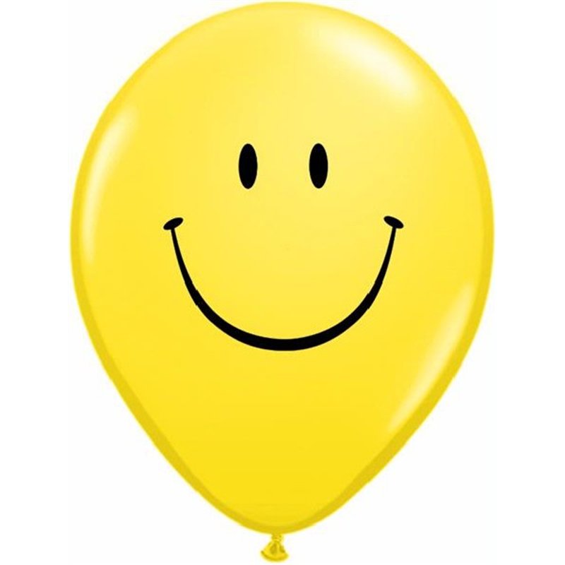 (25) 11IN SMILEY FACE QUALATEX