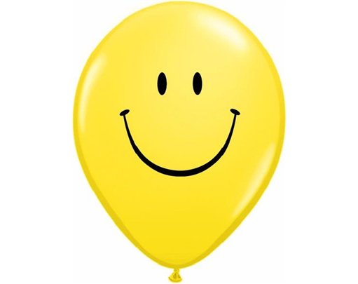 (25) 11IN SMILEY FACE QUALATEX