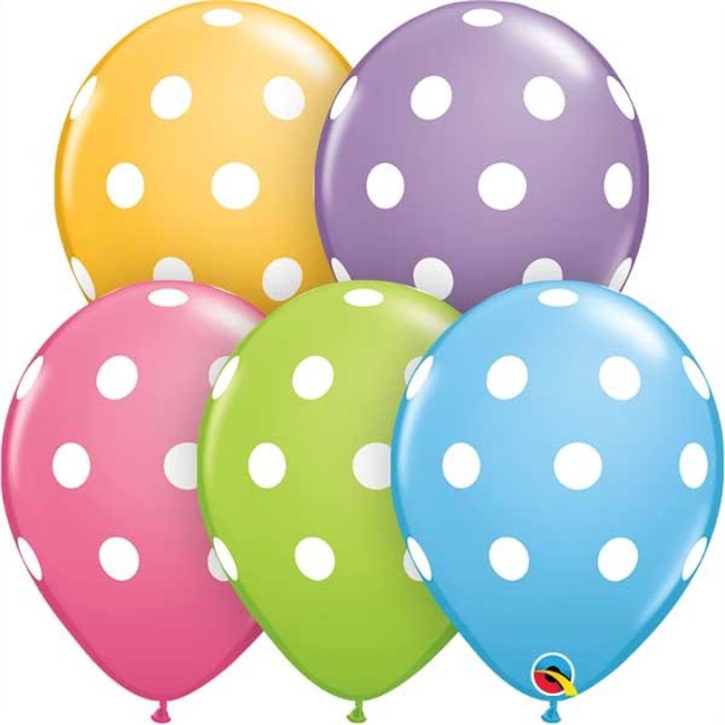 (50) 11in SPECIAL ASST BIG POLKA DOTS QUALATEX