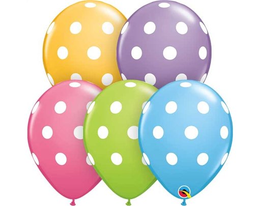 (50) 11in SPECIAL ASST BIG POLKA DOTS QUALATEX
