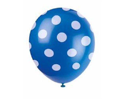 (6) 12IN ROYAL BLUE DOTS BALLOONS