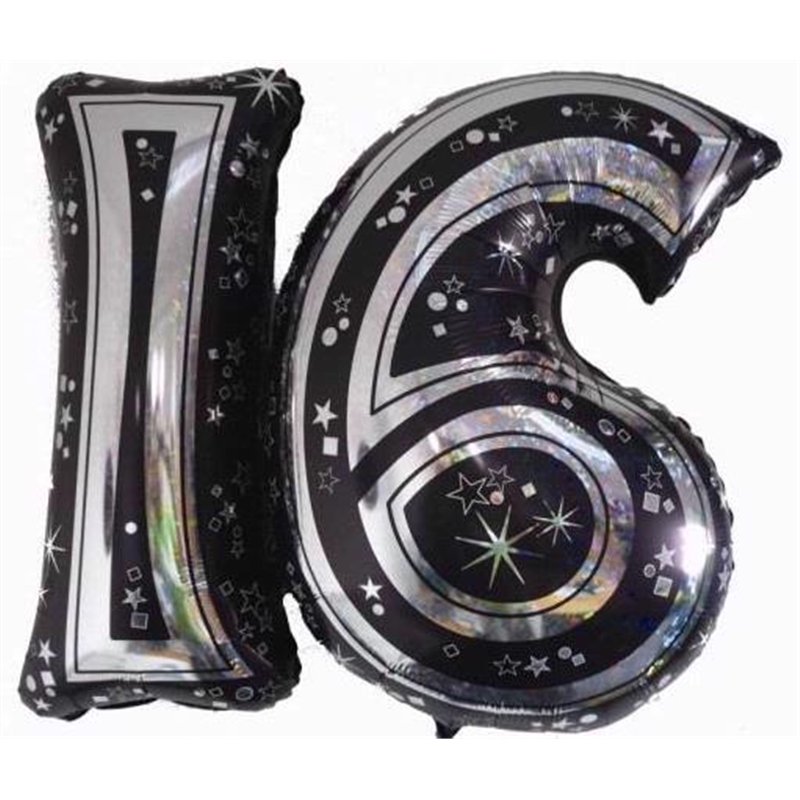 28IN 16TH BLACK FOIL BALLOON