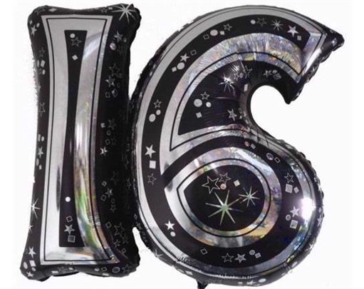 28IN 16TH BLACK FOIL BALLOON