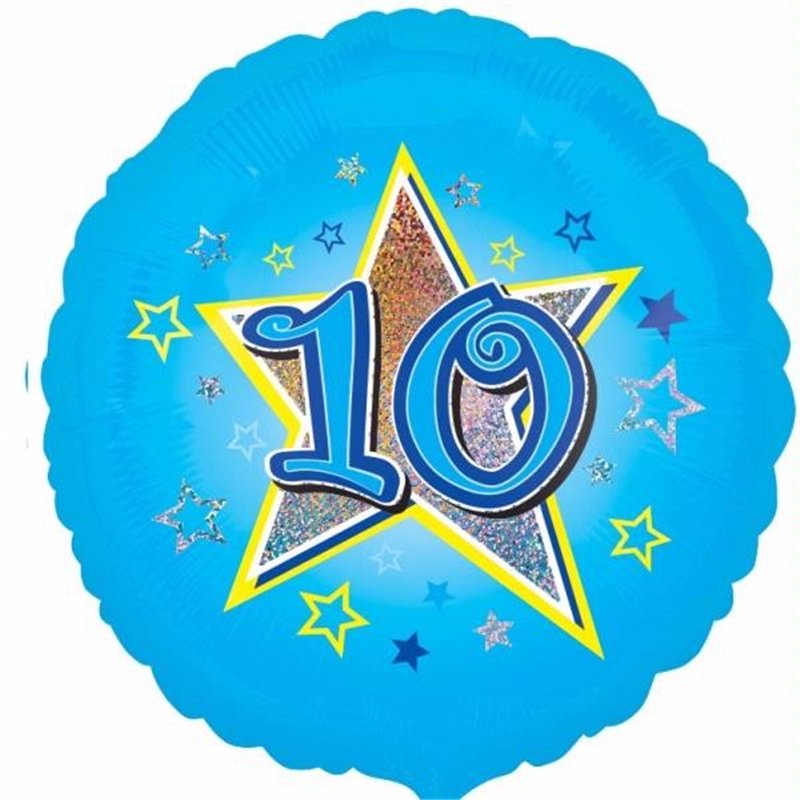 18IN 10TH BIRTHDAY BLUE STARS FOIL